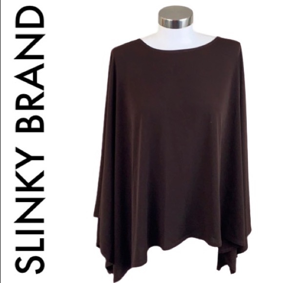 Slinky Brand Sweaters - SLINKY BRAND BROWN PONCHO SIZE LARGE
